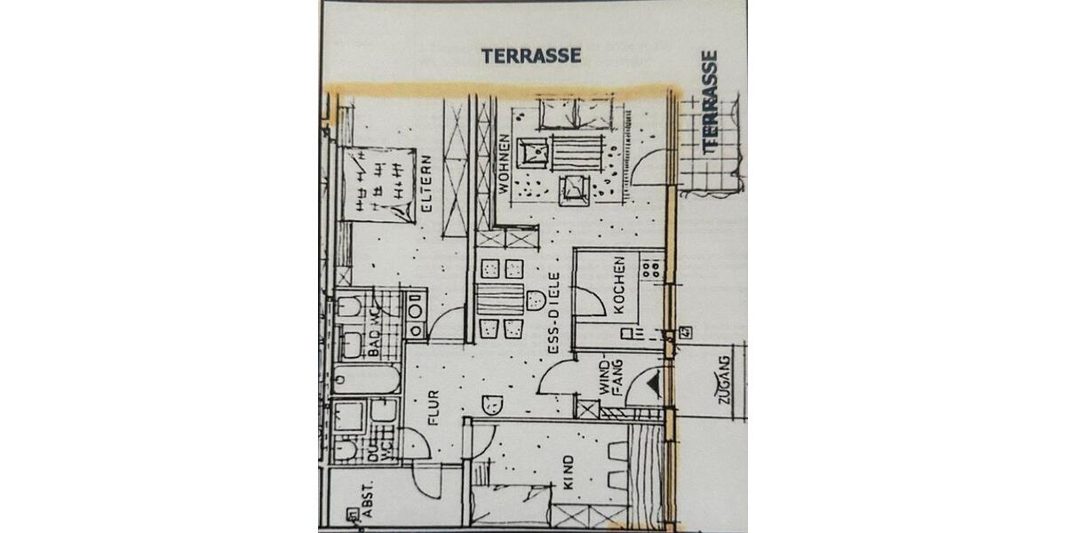 Terrassenwohnung Estenfeld - 3 Zimmer, 102 m&sup2;, 1.650&euro; | Angebot:26618001