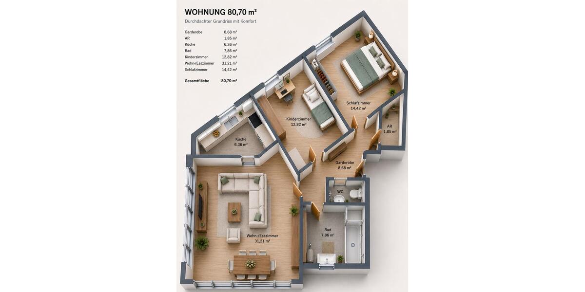 Etagenwohnung Arnstein - 3 Zimmer, 81 m&sup2;, 199.000&euro; | Angebot:27153681