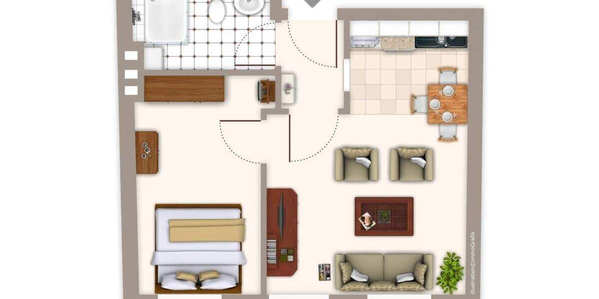 Etagenwohnung Würzburg Altstadt - 1 Zimmer, 34 m&sup2;, 510&euro; | Angebot:25775540