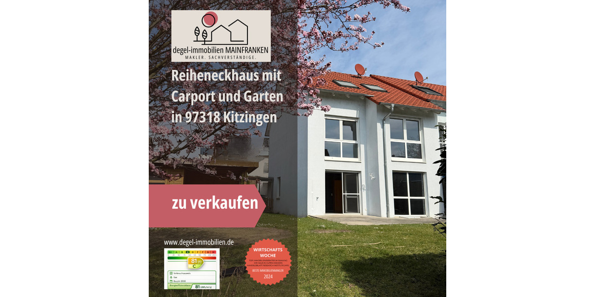 Reihenendhaus Kitzingen - 6 Zimmer, 131 m&sup2;, 429.000&euro; | Angebot:25984525