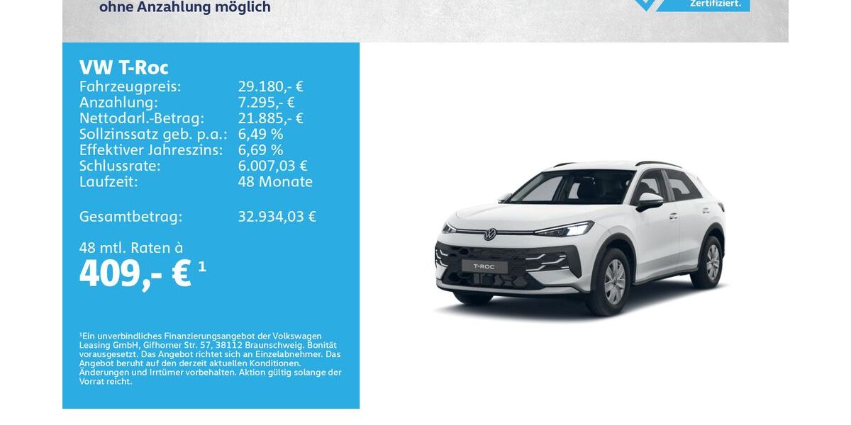 VW T-Roc 1.001 km 26.999 &euro; Kitzingen 97318