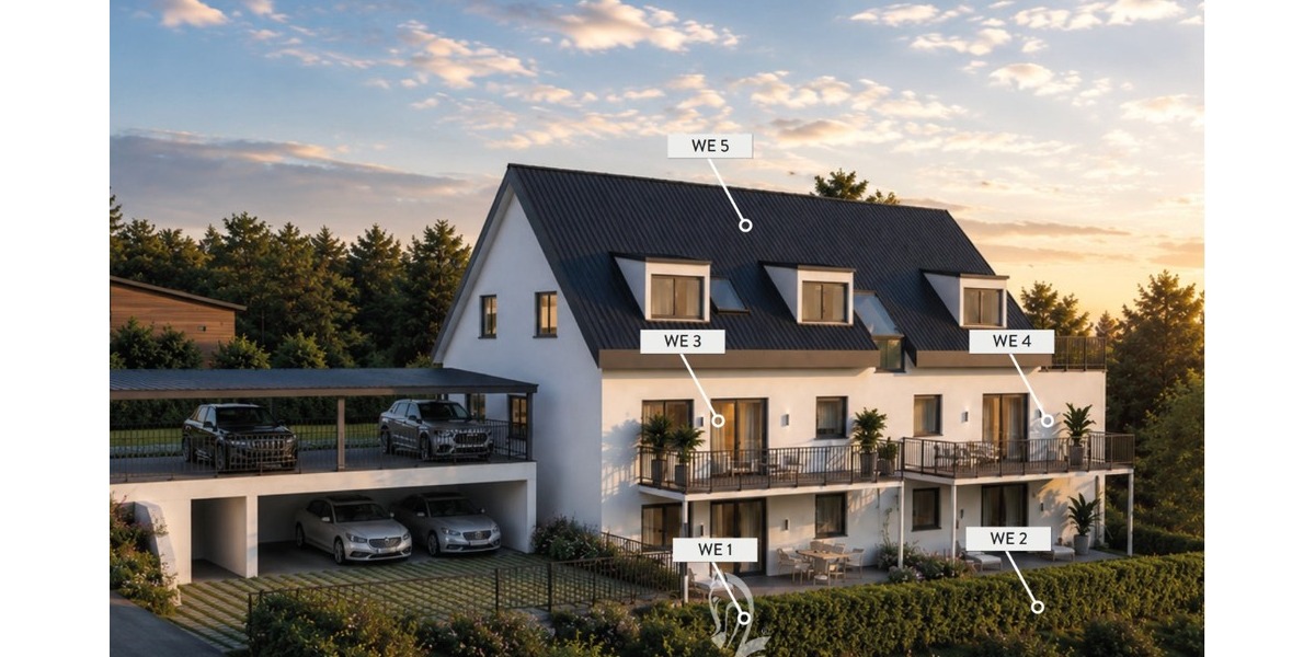 Ganze Etage, Balkonterrassenwohnung - 4,5 Zimmer - Neubau mit 5 Wohneinheiten, hier WE 5 - Dachgeschoßwohnung Höchberg | Angebot:26143368