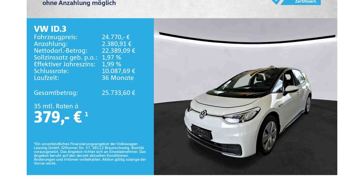 VW ID.3 39.591 km 24.270 &euro; Kitzingen 97318