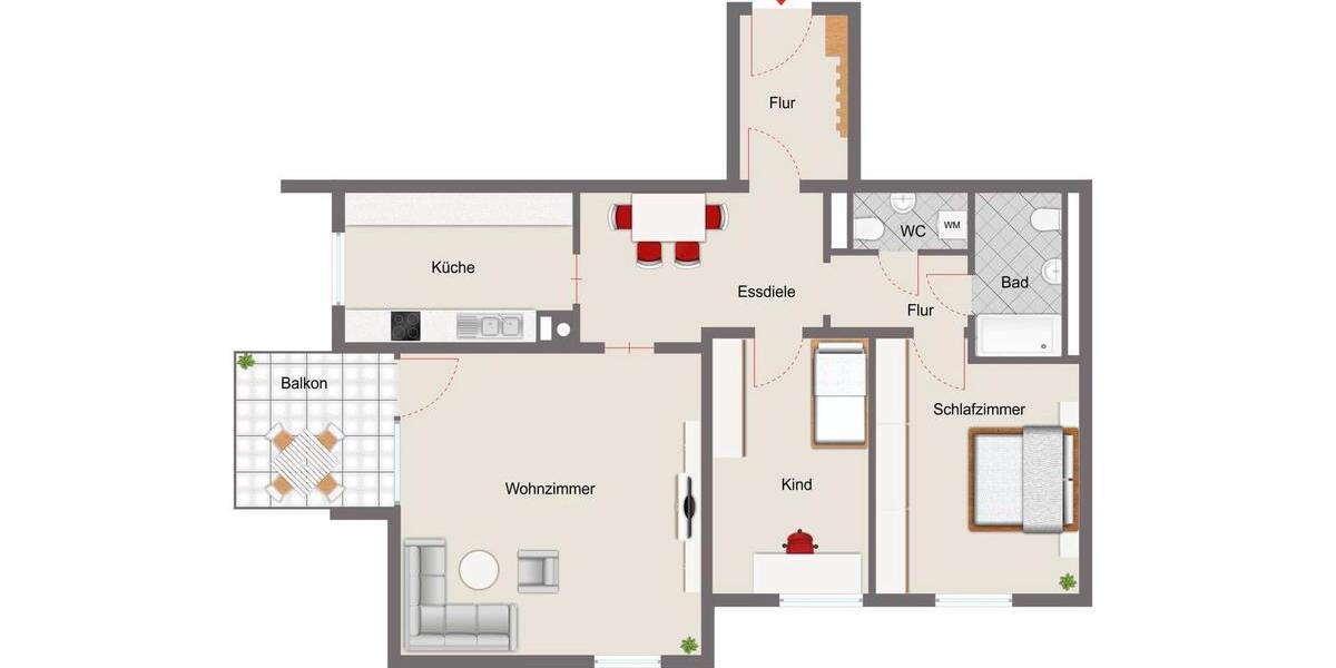 Etagenwohnung Höchberg - 3.5 Zimmer, 81 m&sup2;, 1.250&euro; | Angebot:26155361