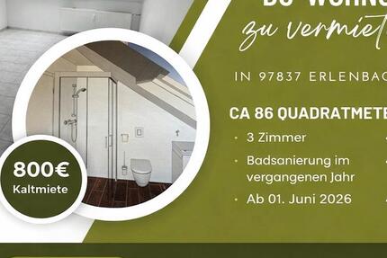 Wohnung Erlenbach bei Marktheidenfeld - 3 Zimmer, 86 m&sup2;, 800&euro; | Angebot:25321405