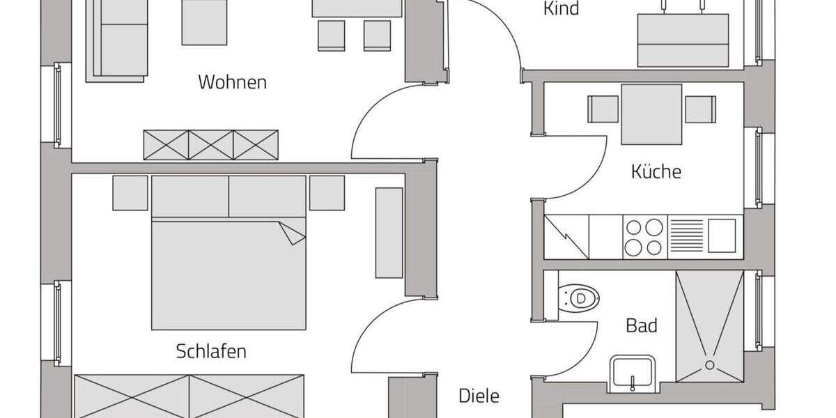 Etagenwohnung Würzburg Grombühl - 2 Zimmer, 59 m&sup2;, 349.900&euro; | Angebot:25667370