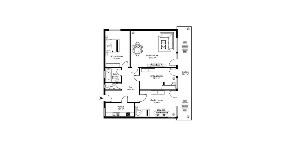 Etagenwohnung Höchberg - 4 Zimmer, 97 m&sup2;, 299.990&euro; | Angebot:26306923