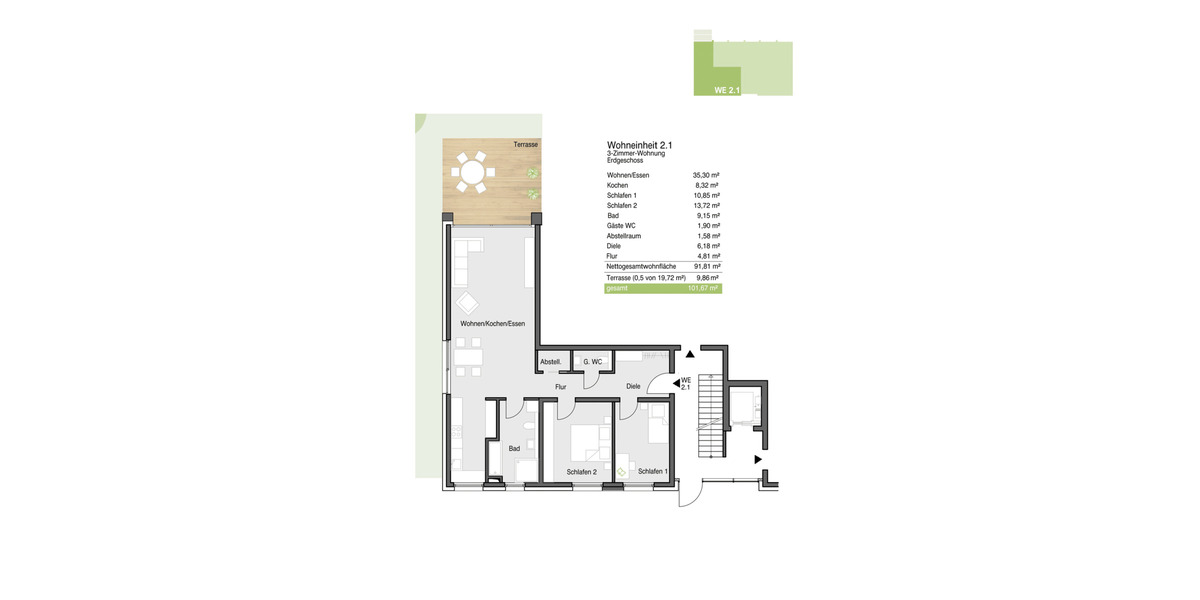 Etagenwohnung Veitshöchheim - 3 Zimmer, 101 m&sup2;, 569.352&euro; | Angebot:26887176