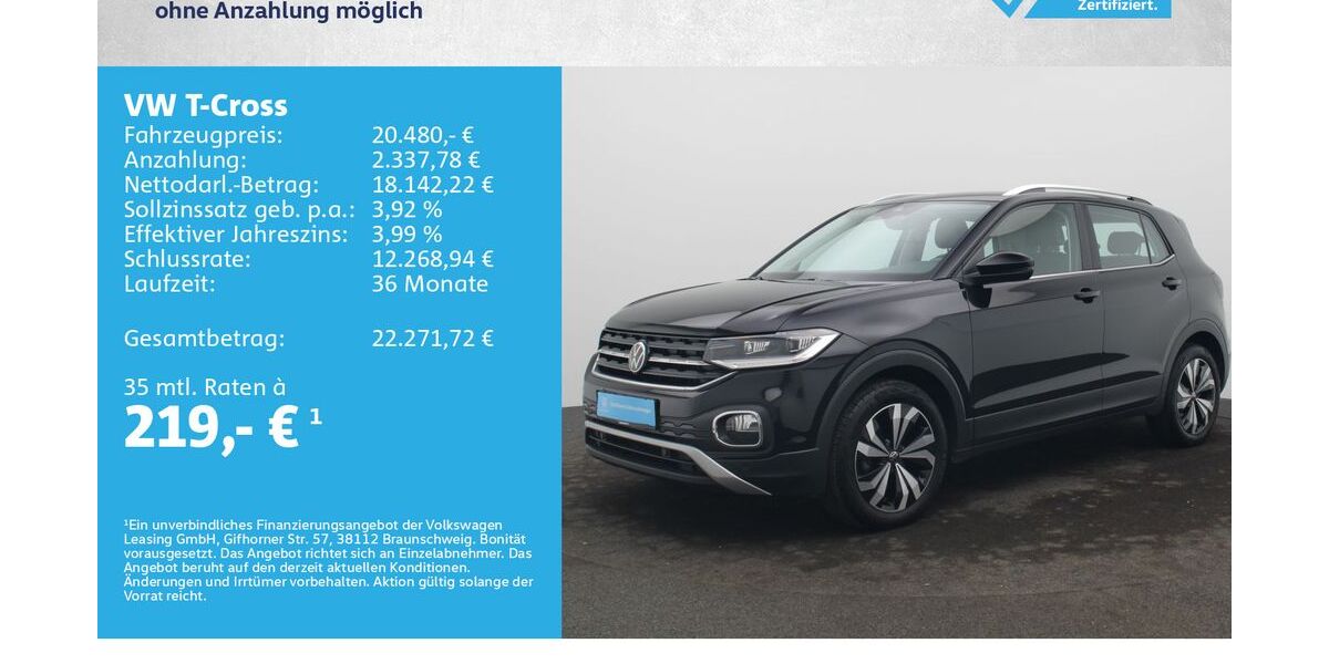VW T-Cross 61.000 km 19.780 &euro; Würzburg 97076