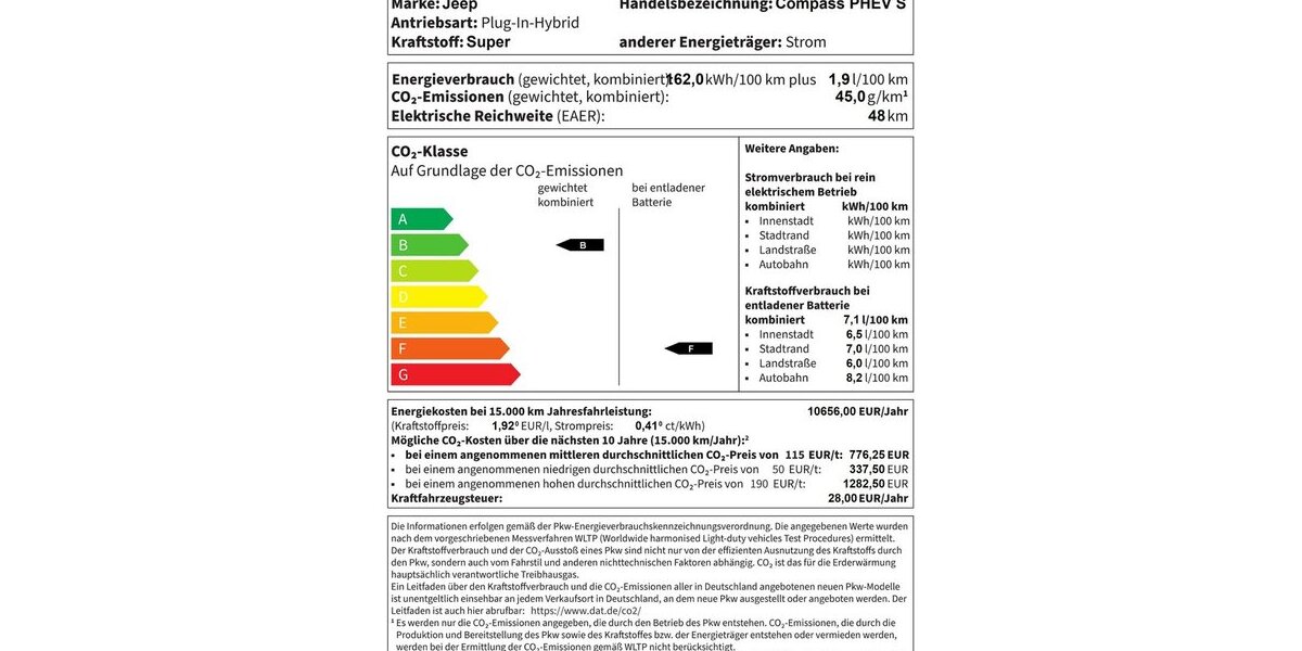 Jeep Compass PHEV S 1.3l A/T 4xe 71.100 km 24.490 &euro; Höchberg-Würzburg 97204
