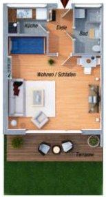 Erdgeschoßwohnung Würzburg Lengfeld - 1 Zimmer, 36 m&sup2;, 110.900&euro; | Angebot:26965449