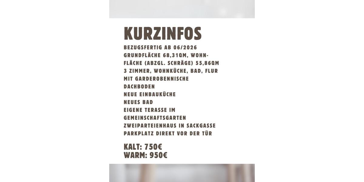 Dachgeschoßwohnung Zell am Main - 3 Zimmer, 55 m&sup2;, 750&euro; | Angebot:25256090