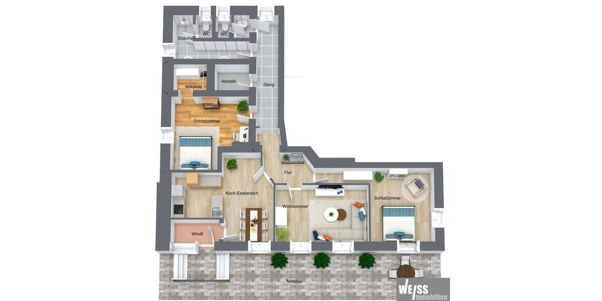 Etagenwohnung Würzburg Sanderau - 4 Zimmer, 116 m&sup2;, 390.000&euro; | Angebot:26799115