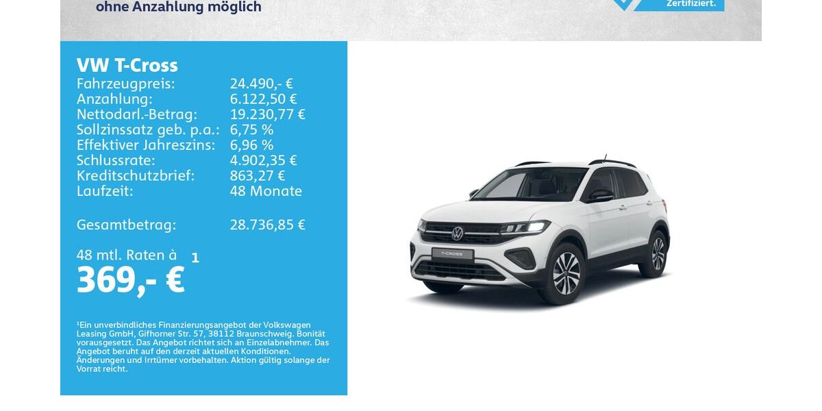 VW T-Cross 5.000 km 24.490 &euro; Würzburg 97076