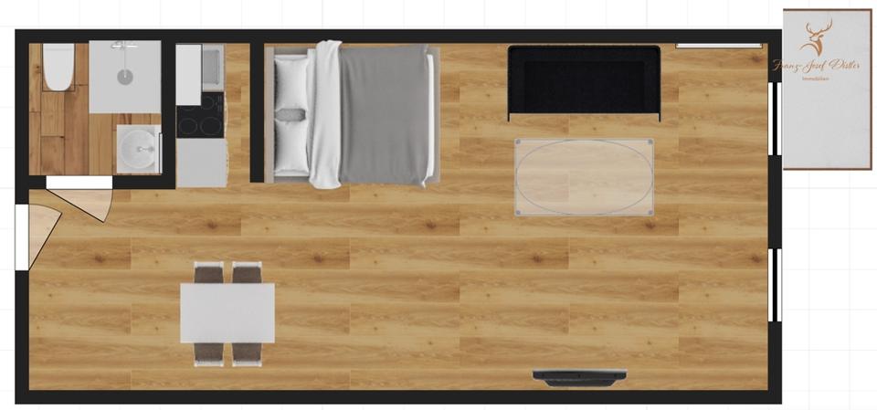 City Apartment mit Balkon, neue Küche & PKW Stellplatz incl. Internet – voll möbliert, frei ab 01.04 1 zimmer