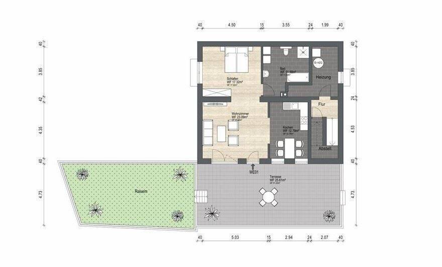 Etagenwohnung Würzburg Frauenland - 2 Zimmer, 489.000&euro; | Angebot:25678547