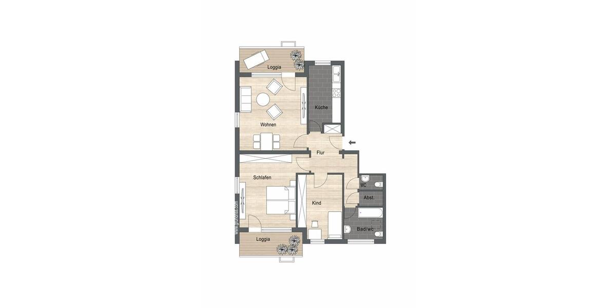 Etagenwohnung Würzburg Heuchelhof - 3 Zimmer, 92 m&sup2;, 320.000&euro; | Angebot:26214542