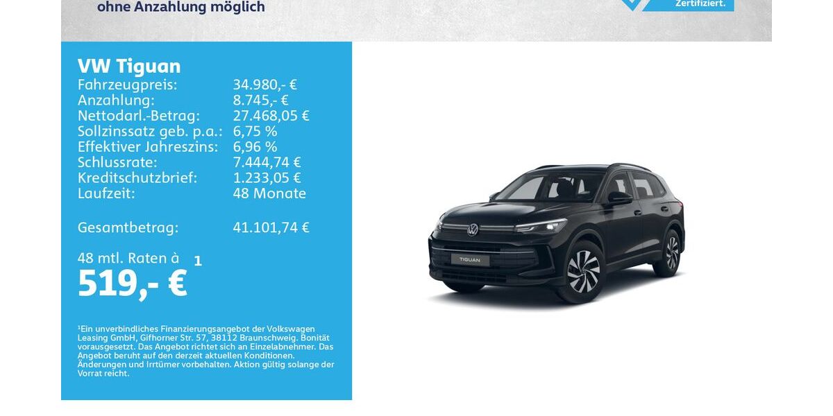 VW Tiguan 34.000 km 34.590 &euro; Würzburg 97076