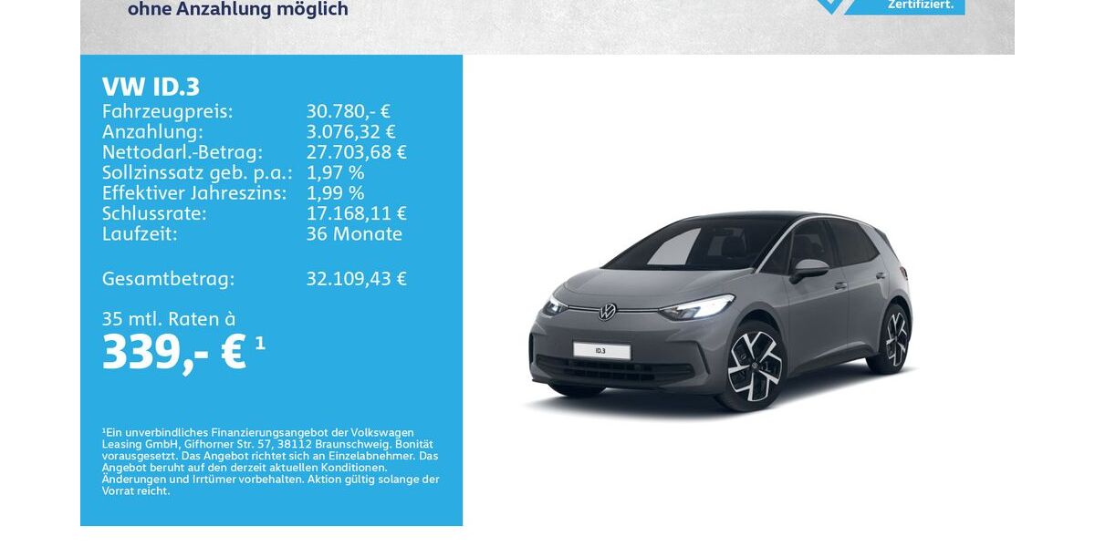 VW ID.3 20.500 km 30.180 &euro; Würzburg 97076