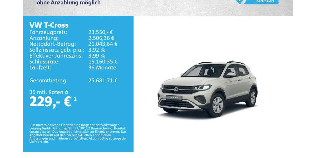 VW T-Cross 8.500 km 22.980 &euro; Kitzingen 97318