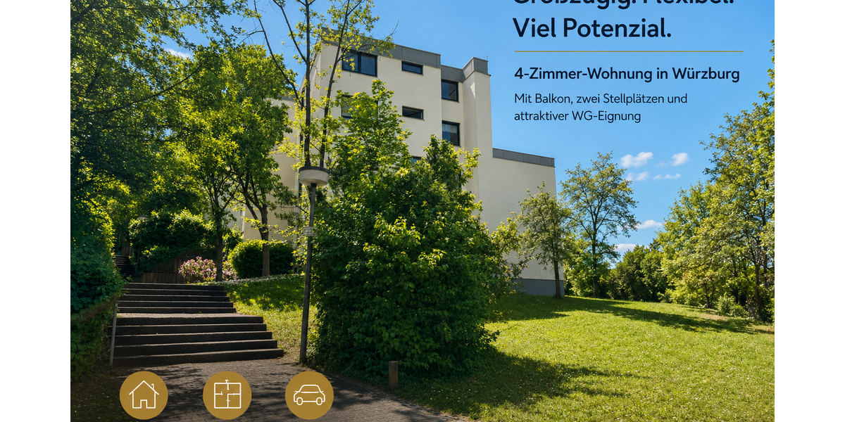 Etagenwohnung Würzburg Lindleinsmühle - 4 Zimmer, 95 m&sup2;, 360.000&euro; | Angebot:26757566
