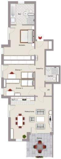 Etagenwohnung Würzburg Frauenland - 4 Zimmer, 114 m&sup2;, 1.700&euro; | Angebot:26766880