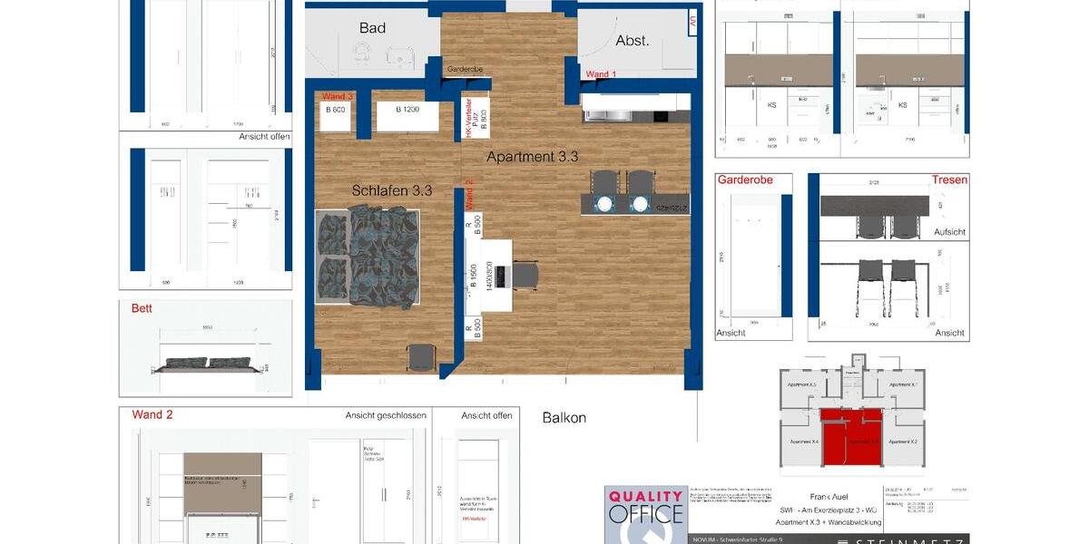 Etagenwohnung Würzburg Sanderau - 2 Zimmer, 53 m&sup2;, 990&euro; | Angebot:26278720