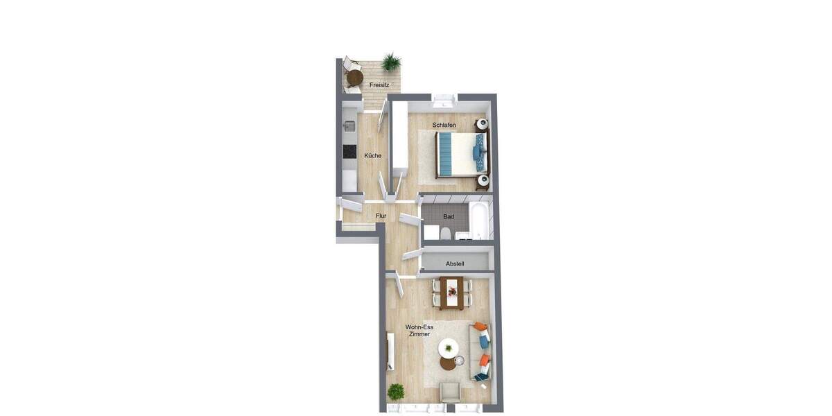 Etagenwohnung Würzburg Grombühl - 2 Zimmer, 58 m&sup2;, 820&euro; | Angebot:25706306
