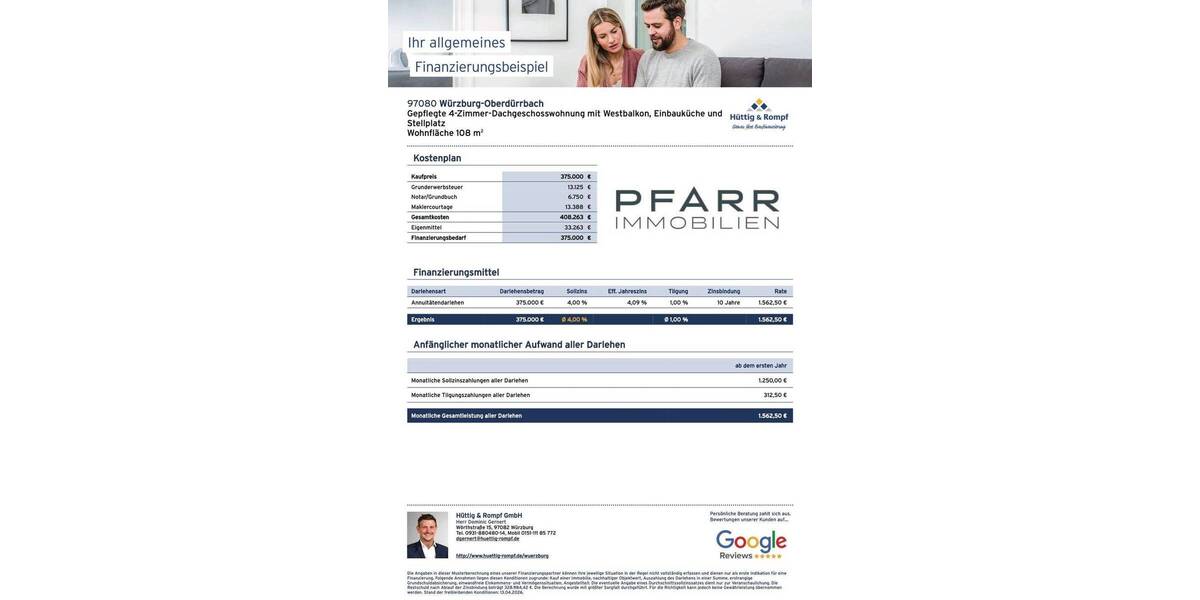 Etagenwohnung Würzburg Oberdürrbach - 4 Zimmer, 108 m&sup2;, 365.000&euro; | Angebot:26257199