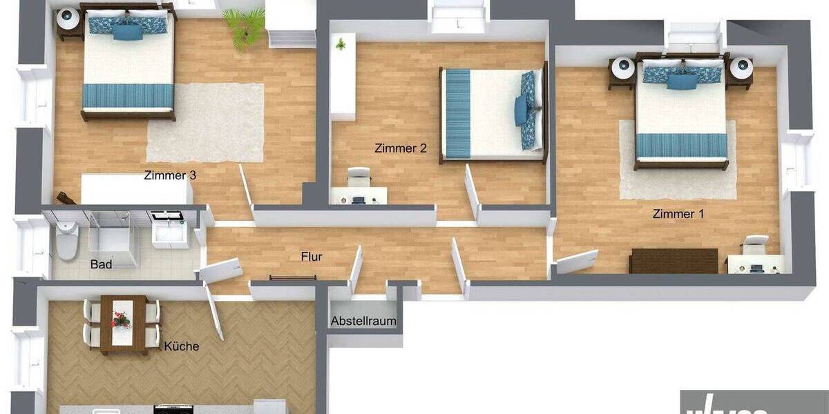 Etagenwohnung Würzburg Zellerau - 3 Zimmer, 71 m&sup2;, 265.000&euro; | Angebot:26018018