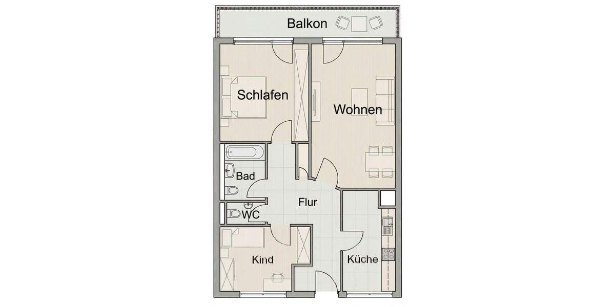 Etagenwohnung Würzburg Lengfeld - 3 Zimmer, 83 m&sup2;, 282.000&euro; | Angebot:25804041