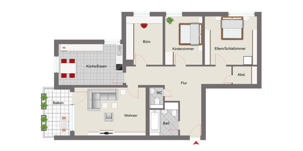 Etagenwohnung Veitshöchheim - 4 Zimmer, 100 m&sup2;, 1.400&euro; | Angebot:26614907