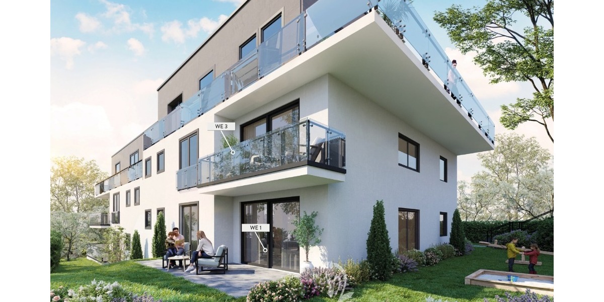 Direkt einziehen! Neubau fertiggestellt. Hochwertige 4 Zimmer Terrassenwohnung WE1 - Etagenwohnung Höchberg | Angebot:25791415