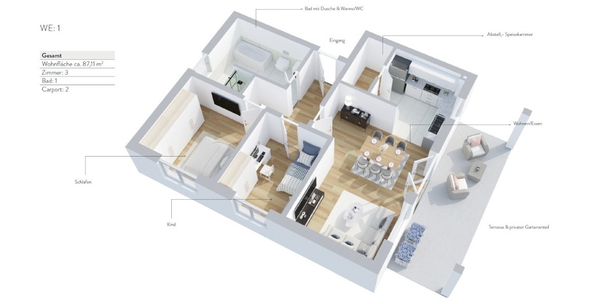 3 Zimmer - Neubau mit 5 Wohneinheiten „Am Fuß der Frankenwarte“ in Massivbauweise- Hier WE 1 - Etagenwohnung Höchberg | Angebot:25790729