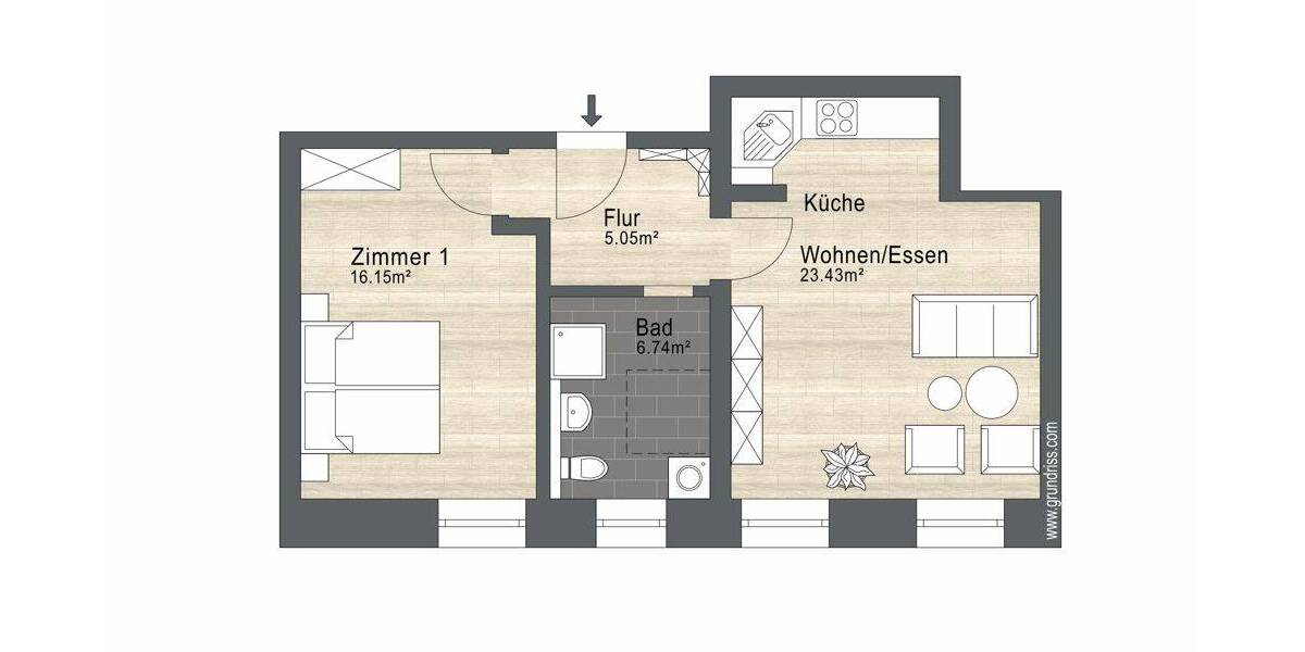 Etagenwohnung Estenfeld - 2 Zimmer, 51 m&sup2;, 668&euro; | Angebot:26825345