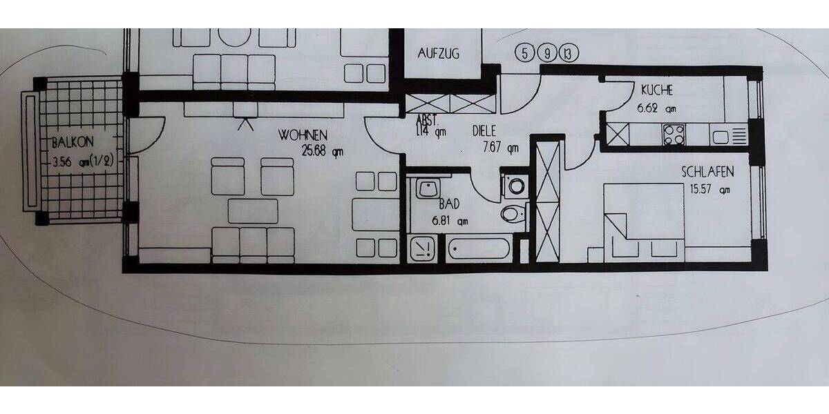 Etagenwohnung Würzburg Sanderau - 3 Zimmer, 65 m&sup2;, 750&euro; | Angebot:26825021