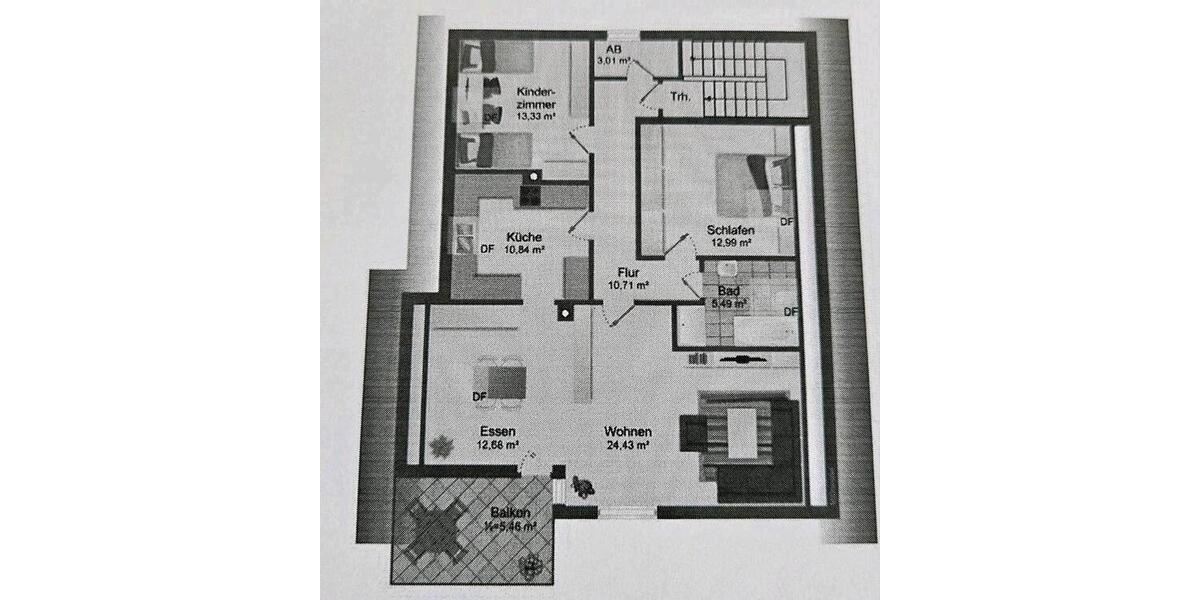 Dachgeschoßwohnung Marktsteft - 3 Zimmer, 96 m&sup2;, 885&euro; | Angebot:26478225