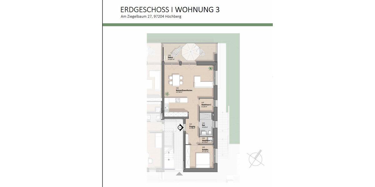 Erdgeschoßwohnung Höchberg - 2 Zimmer, 75 m&sup2;, 1.700&euro; | Angebot:26002740
