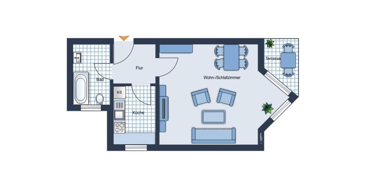 Erdgeschoßwohnung Würzburg Lengfeld - 1 Zimmer, 37 m&sup2;, 740&euro; | Angebot:26678793