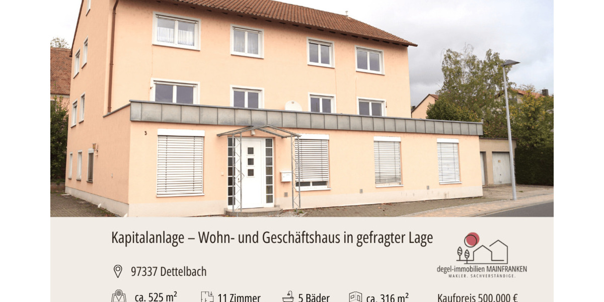 Mehrfamilienhaus, Wohnhaus Dettelbach - 1 Zimmer, 316 m&sup2;, 500.000&euro; | Angebot:26796849