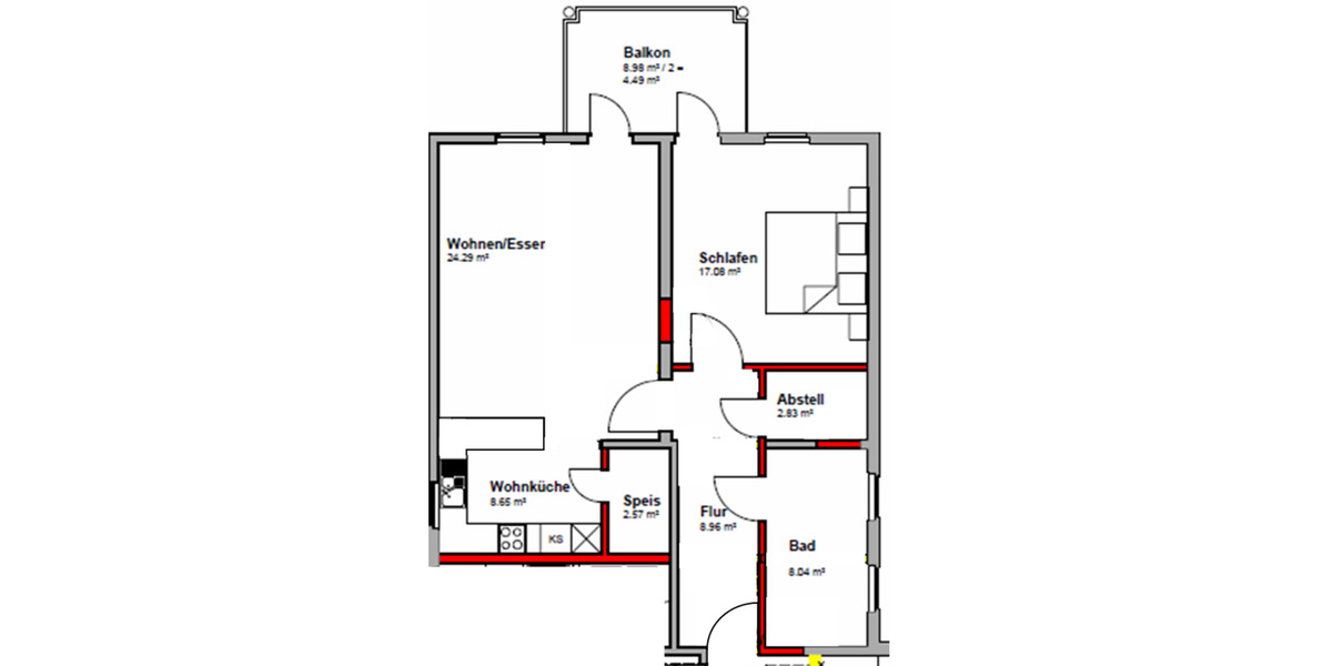 Etagenwohnung Zell am Main - 2 Zimmer, 77 m&sup2;, 890&euro; | Angebot:25025139