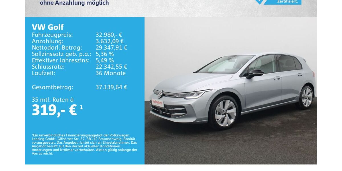 VW Golf 9.900 km 32.480 &euro; Würzburg 97076