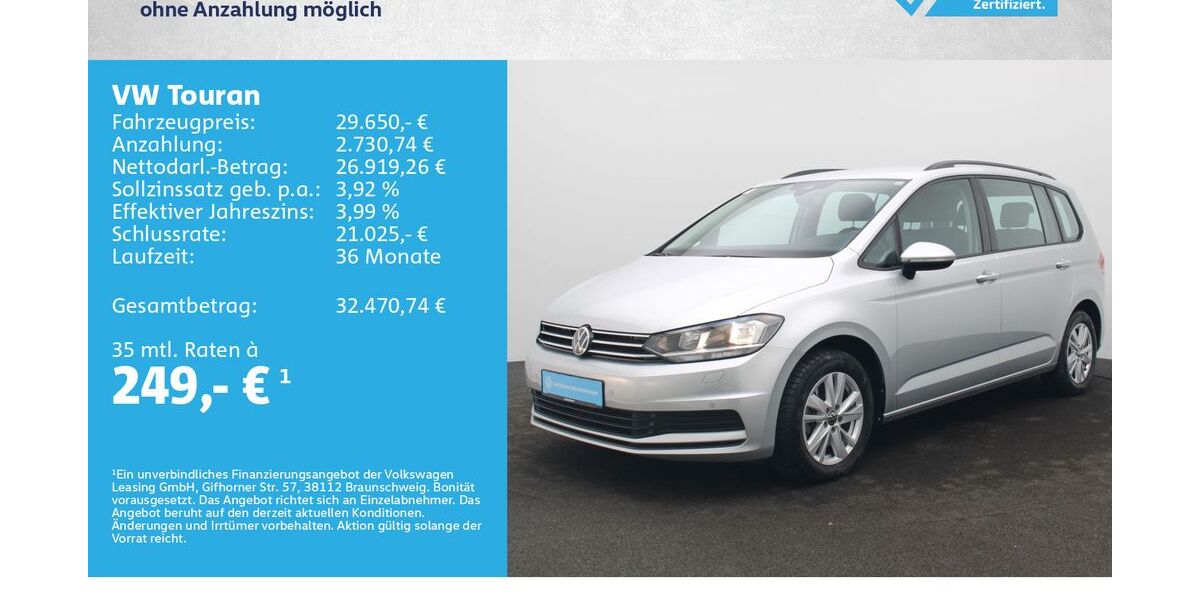 VW Touran 21.000 km 28.680 &euro; Würzburg 97076