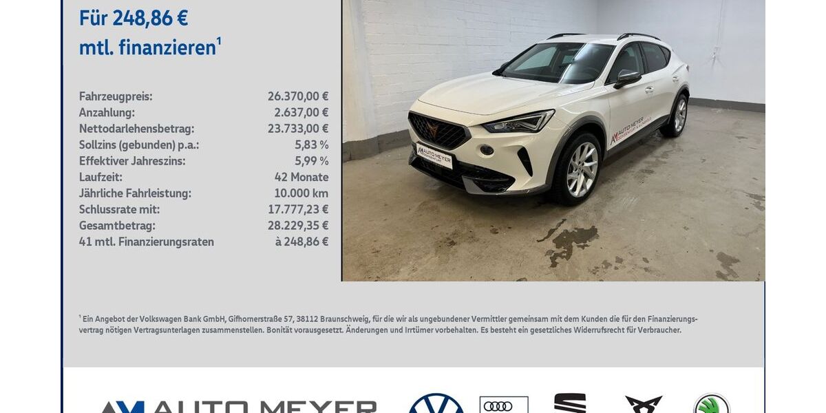 Cupra Formentor 23.500 km 26.370 &euro; Ochsenfurt 97199