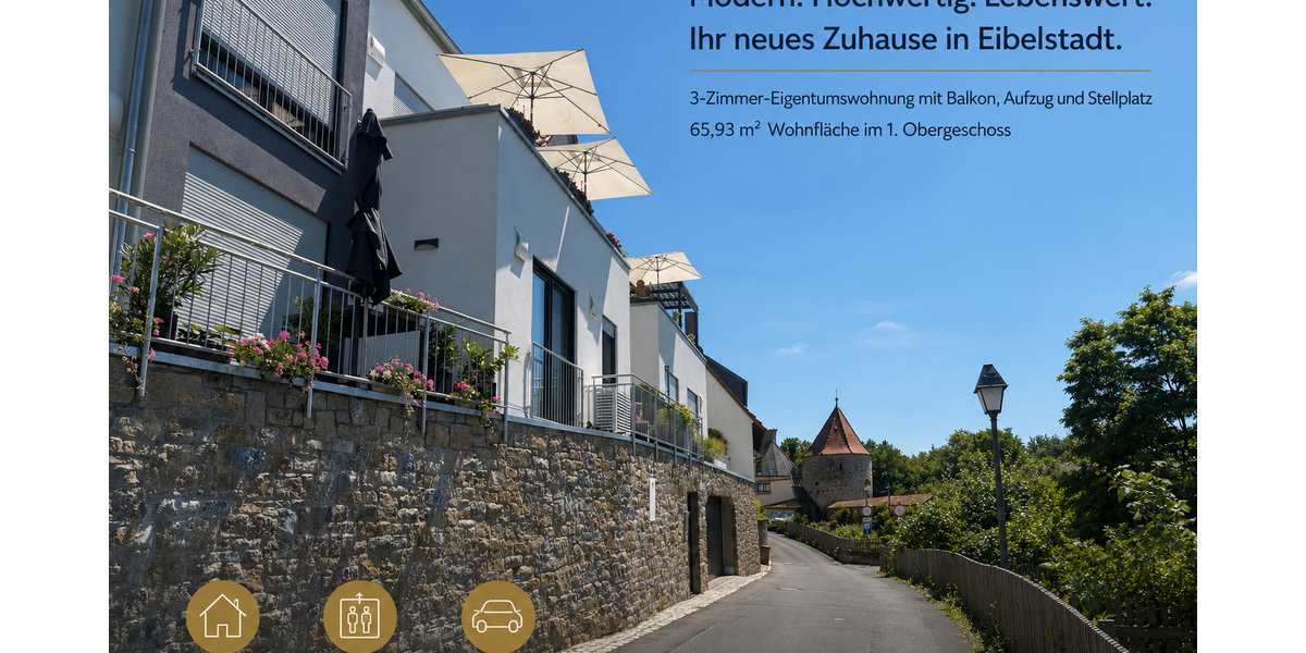 Etagenwohnung Eibelstadt - 3 Zimmer, 66 m&sup2;, 310.000&euro; | Angebot:26914886