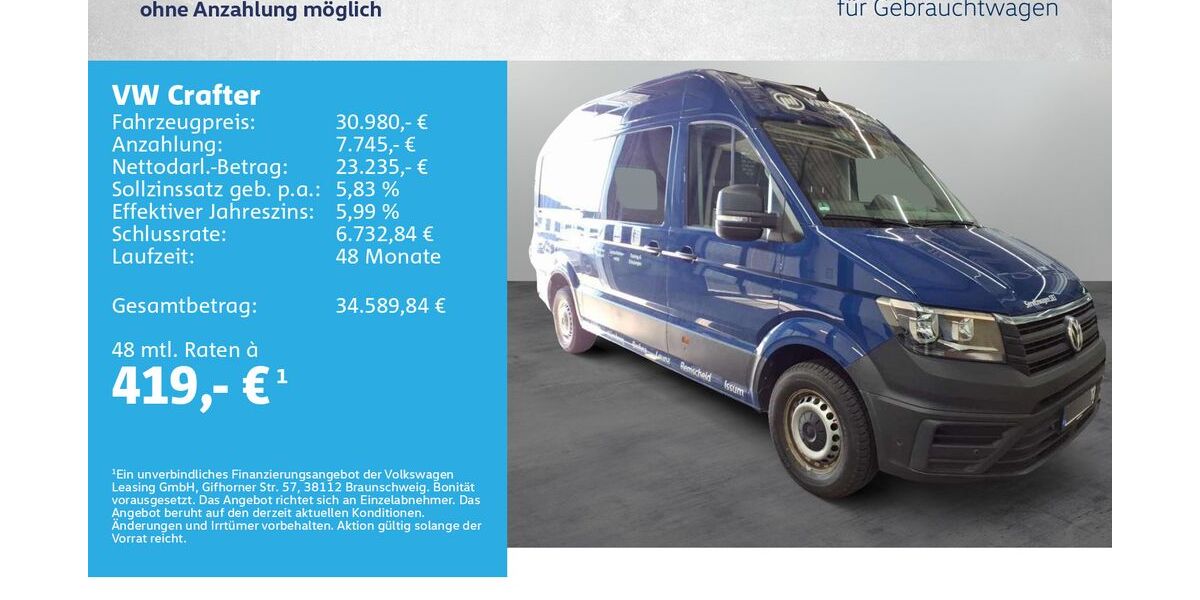 VW Crafter 62.000 km 30.980 &euro; Würzburg 97076
