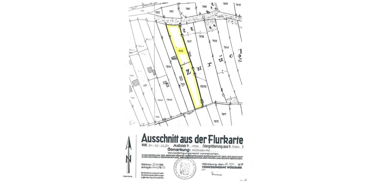 Grundstück Würzburg Unterdürrbach - 50.000&euro; | Angebot:25747376