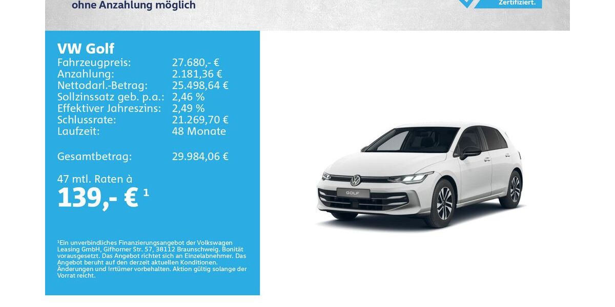 VW Golf 6.000 km 27.680 &euro; Kitzingen 97318